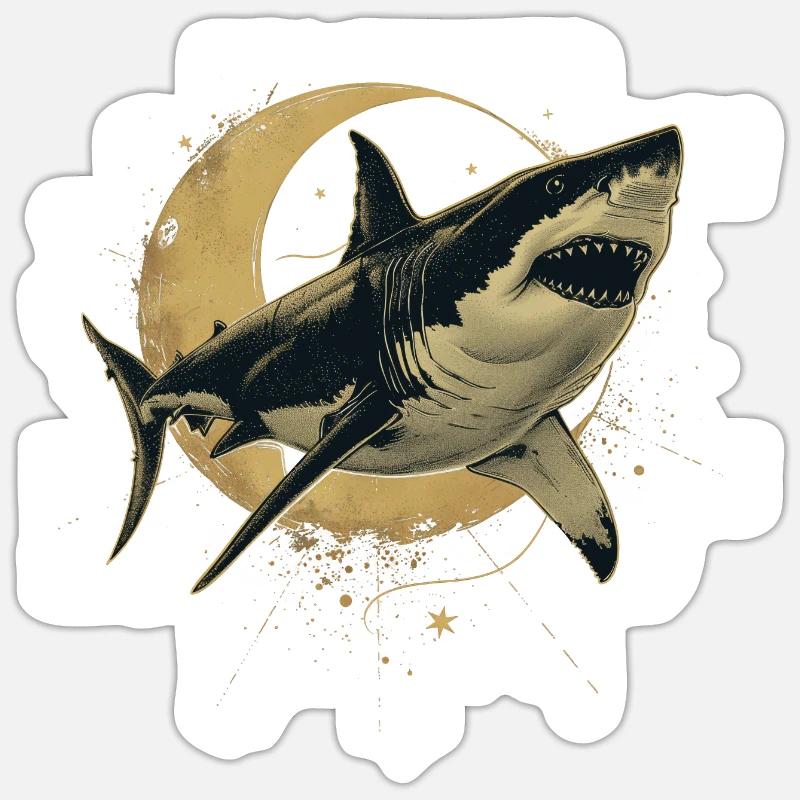 Requin lune - Sticker taille S (10 x 10 cm) - blanc mat