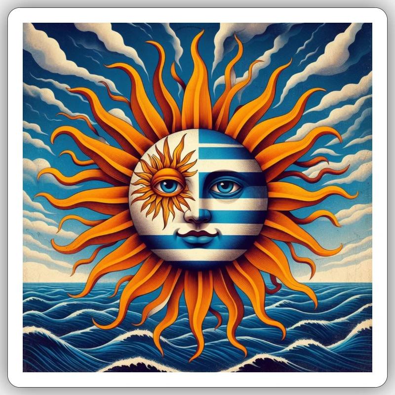 Freesun Uruguay - Sticker taille S (10 x 10 cm) - blanc mat