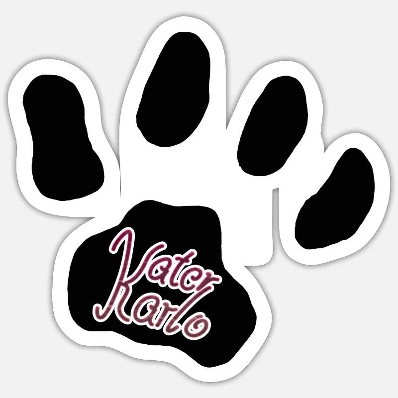 Logo Kater Karlo Pfote - Sticker Größe S (10 x 10 cm) - Mattweiß