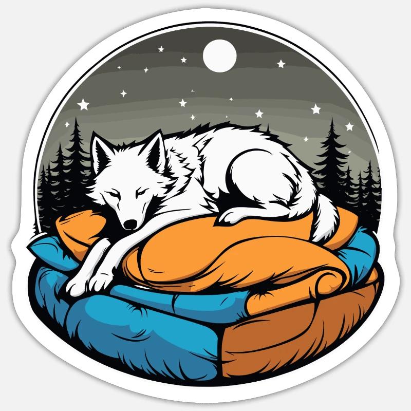 Sleeping Wolf Illustration - Sticker size S (10 x 10 cm) - white matte