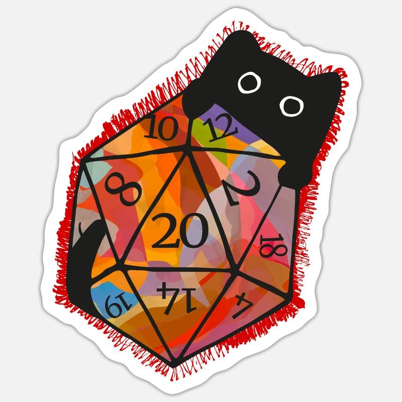 Un chat mignon se cache derrière 20 cubes - Sticker taille S (10 x 10 cm) - blanc mat