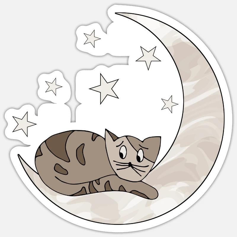 chat - Sticker taille S (10 x 10 cm) - blanc mat