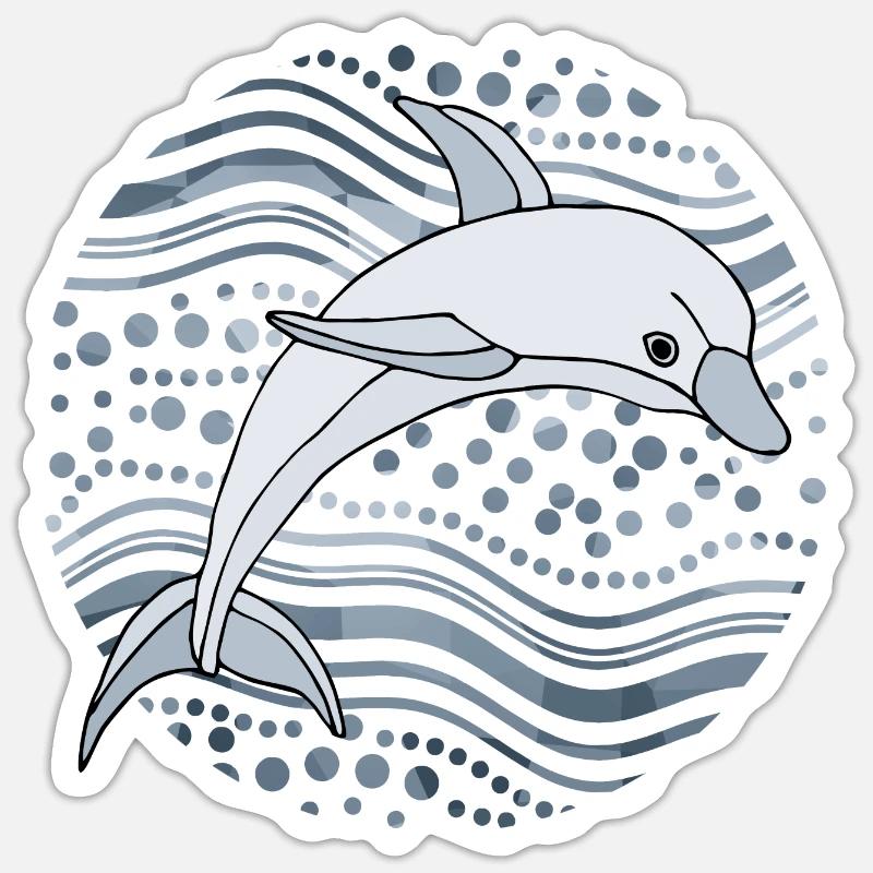 Delfin - Sticker Größe S (10 x 10 cm) - Mattweiß