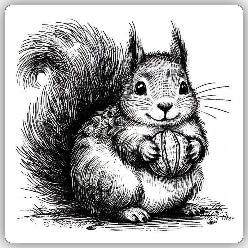 Squirrel with nut Sticker size S (10 x 10 cm)