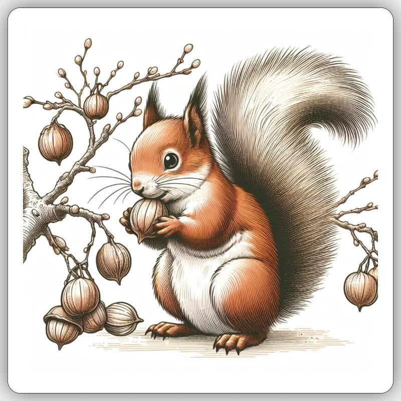 Écureuil - Sticker taille S (10 x 10 cm) - blanc mat