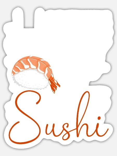 Sushi Essen Maki Stäbchen - Sticker Größe S (10 x 10 cm) - Mattweiß