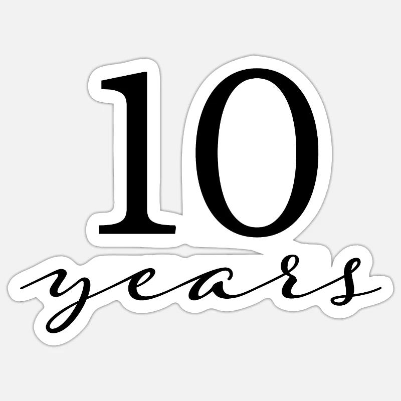 10 years - Sticker size S (10 x 10 cm) - white matte