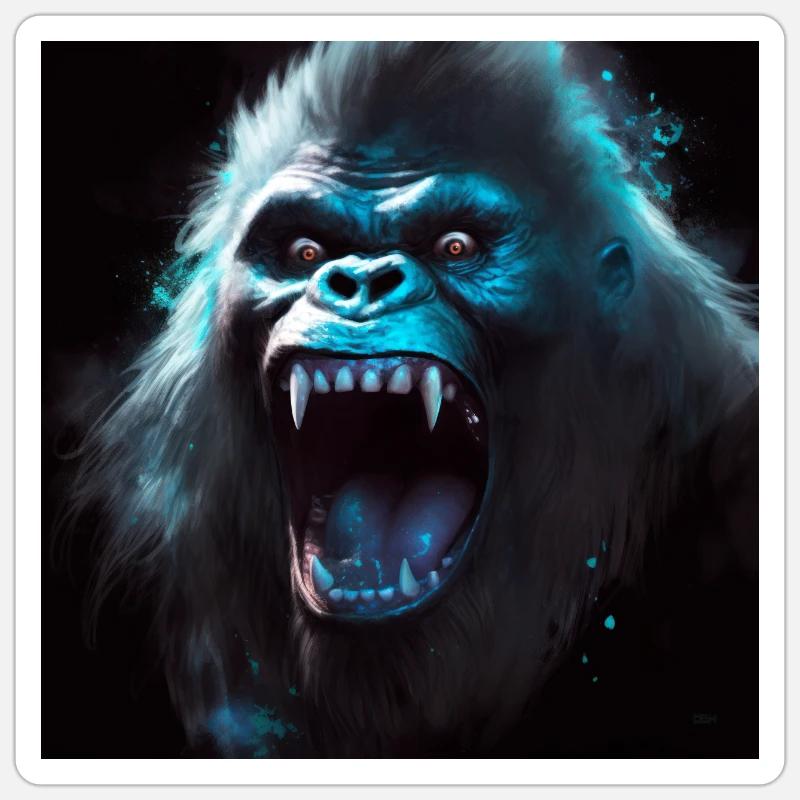 Gorilla 06 - Sticker Größe S (10 x 10 cm) - Mattweiß