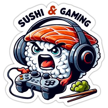 Sushi Videospiele spielen - Sticker Größe S (10 x 10 cm) - Mattweiß - Vorne