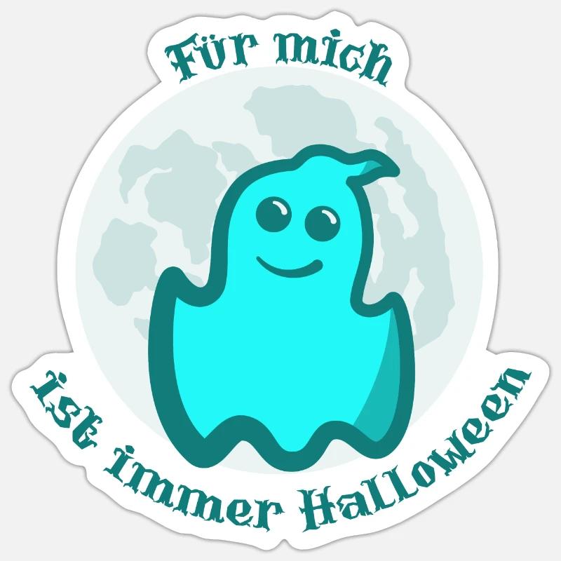 Fantôme mignon Halloween - Sticker taille S (10 x 10 cm) - blanc mat