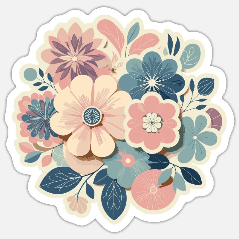 Composition floral - Sticker taille S (10 x 10 cm) - blanc mat