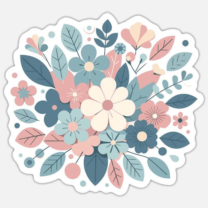 Composition floral couleur pastel Sticker taille S (10 x 10 cm)