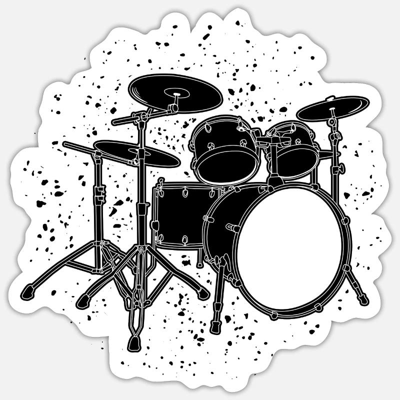 Schlagzeug - Sticker Größe S (10 x 10 cm) - Mattweiß