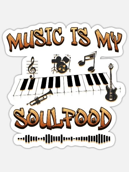 Music is my soulfood - Sticker Größe S (10 x 10 cm) - Mattweiß