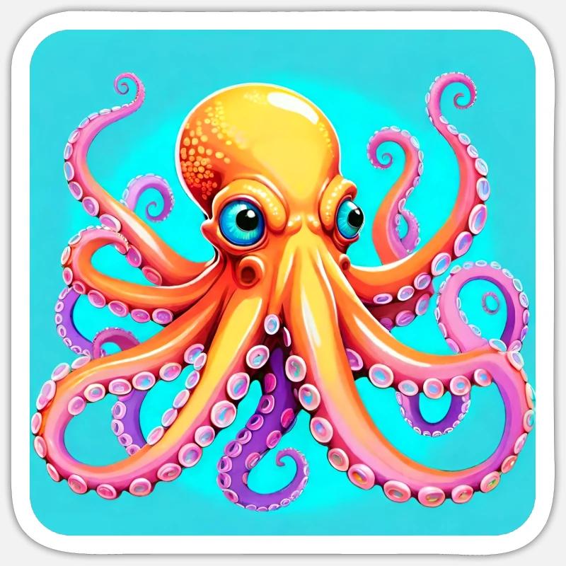 Cool Octopus I - Sticker size S (10 x 10 cm) - white matte
