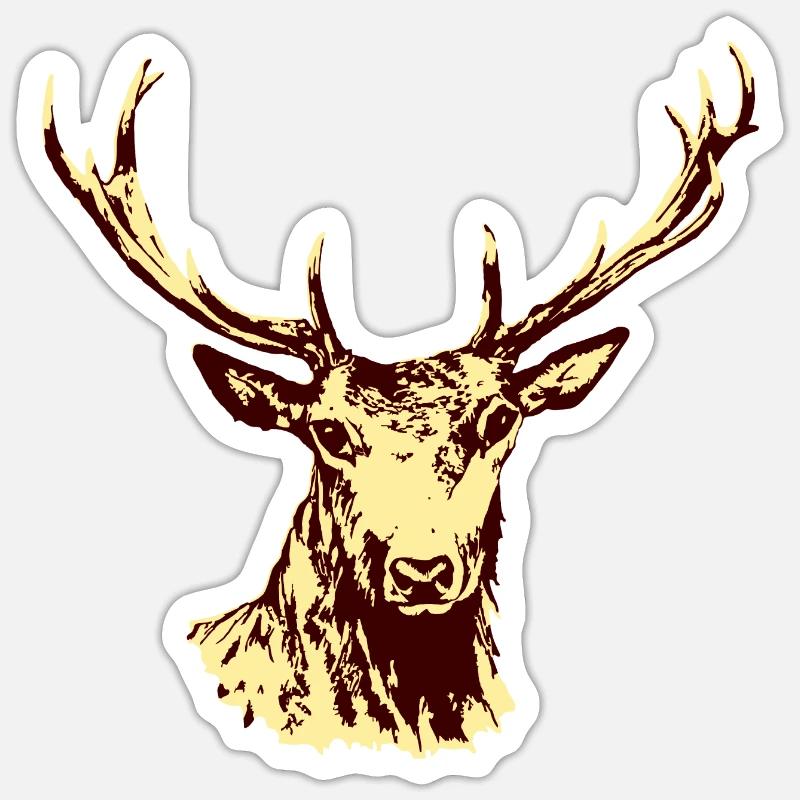 Cerf - Sticker taille S (10 x 10 cm) - blanc mat