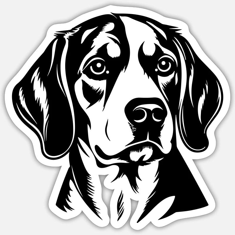 Tête de chien Beagle - Sticker taille S (10 x 10 cm) - blanc mat