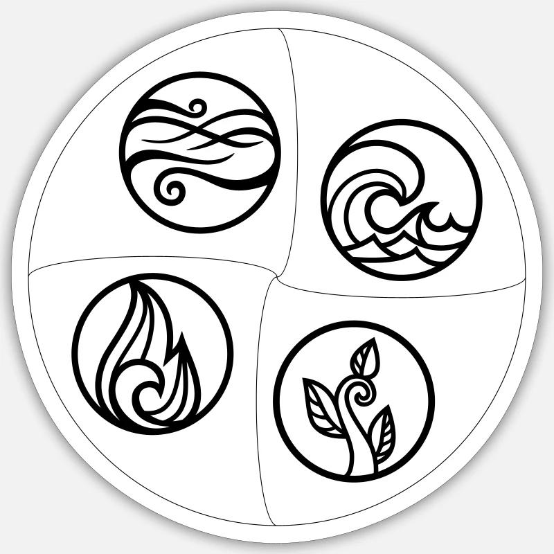 4 Elemente - Sticker Größe S (10 x 10 cm) - Mattweiß