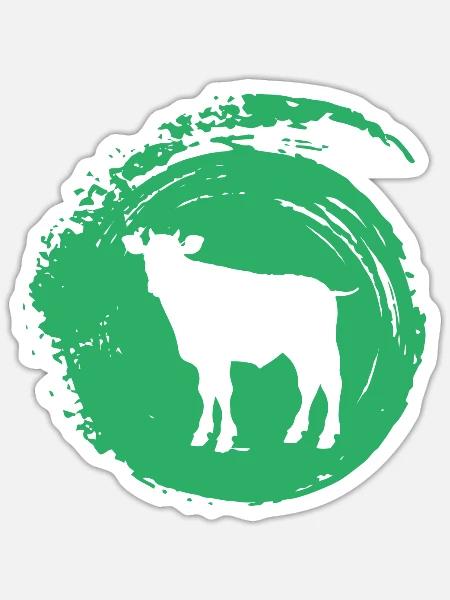 Rind Bauer Kuh - Sticker Größe S (10 x 10 cm) - Mattweiß