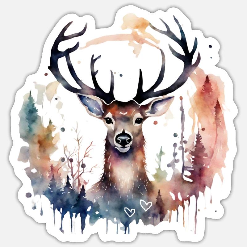 Deer, Power Animal, Self-Respect, Independence - Sticker size S (10 x 10 cm) - white matte