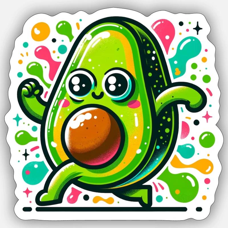 Avocat dansant - Sticker taille S (10 x 10 cm) - blanc mat