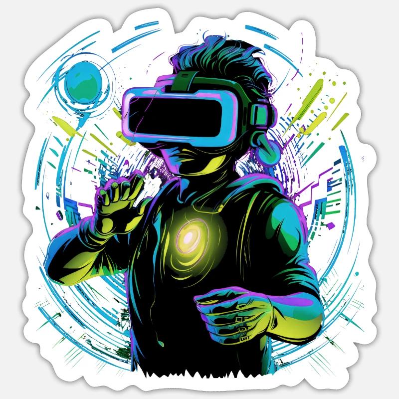 Cybernetic VR Adventure: Immersive Experience Sticker size S (10 x 10 cm)