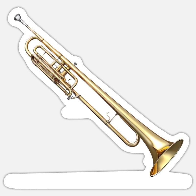 Die Posaune ist ein Blechblasinstrument - Sticker Größe S (10 x 10 cm) - Mattweiß