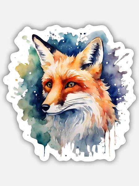 Krafttier Fuchs, Schlau, Tier, Fuchs, - Sticker Größe S (10 x 10 cm) - Mattweiß