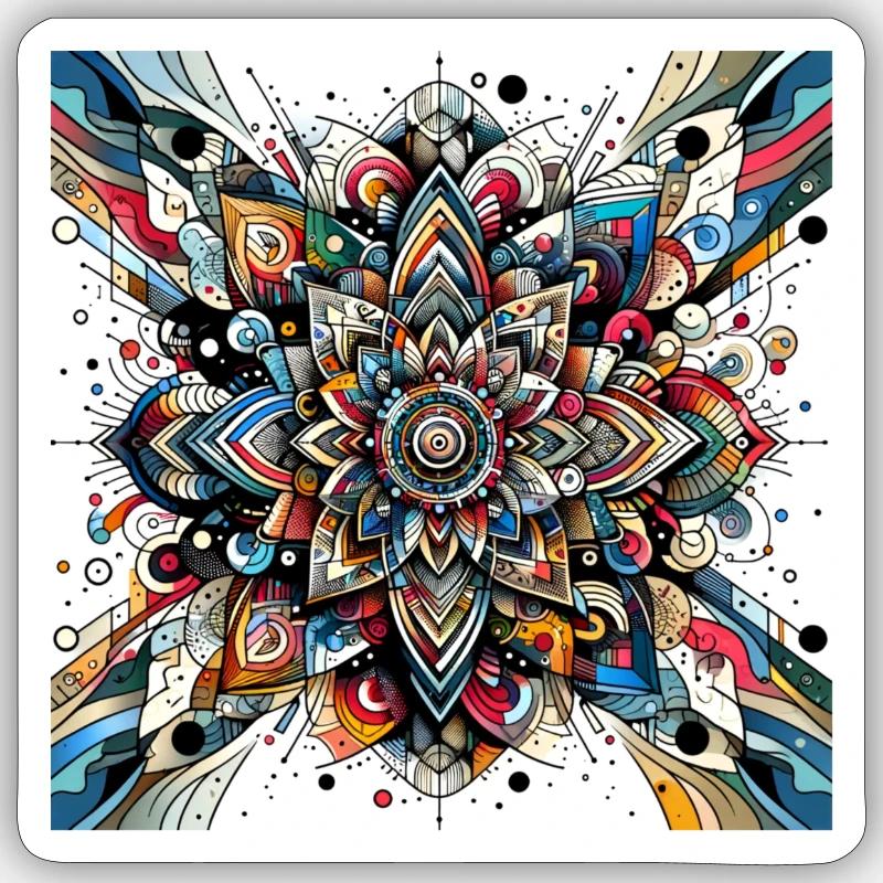 Abstraktes Muster Blüte - Sticker Größe S (10 x 10 cm) - Mattweiß