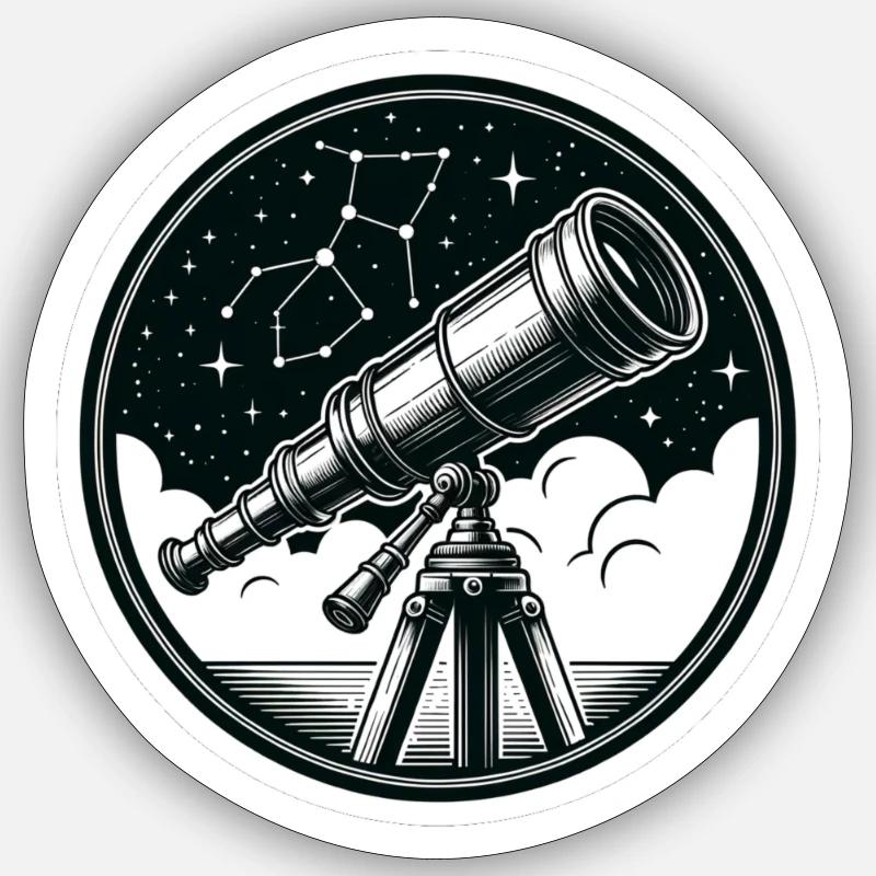Télescope devant le ciel nocturne Sticker taille S (10 x 10 cm)