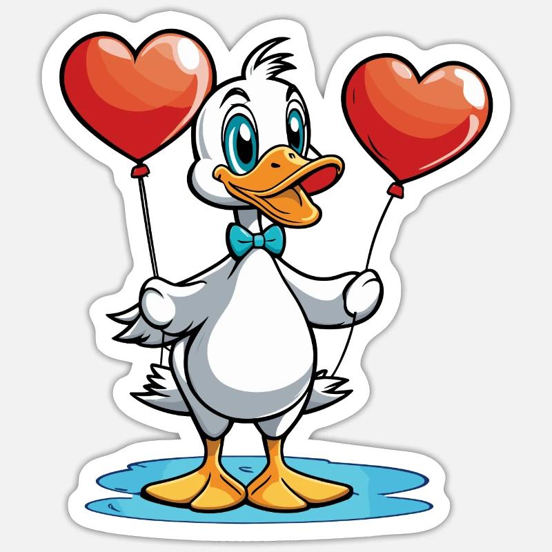 Coeur de canard - Saint-Valentin - Sticker taille S (10 x 10 cm) - blanc mat