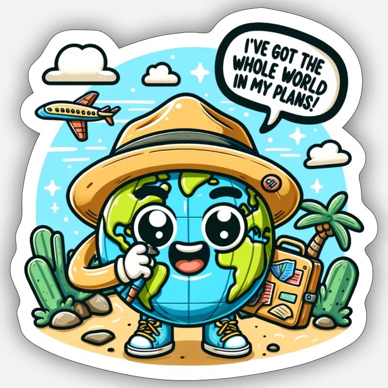 World In My Plans - Sticker Größe S (10 x 10 cm) - Mattweiß
