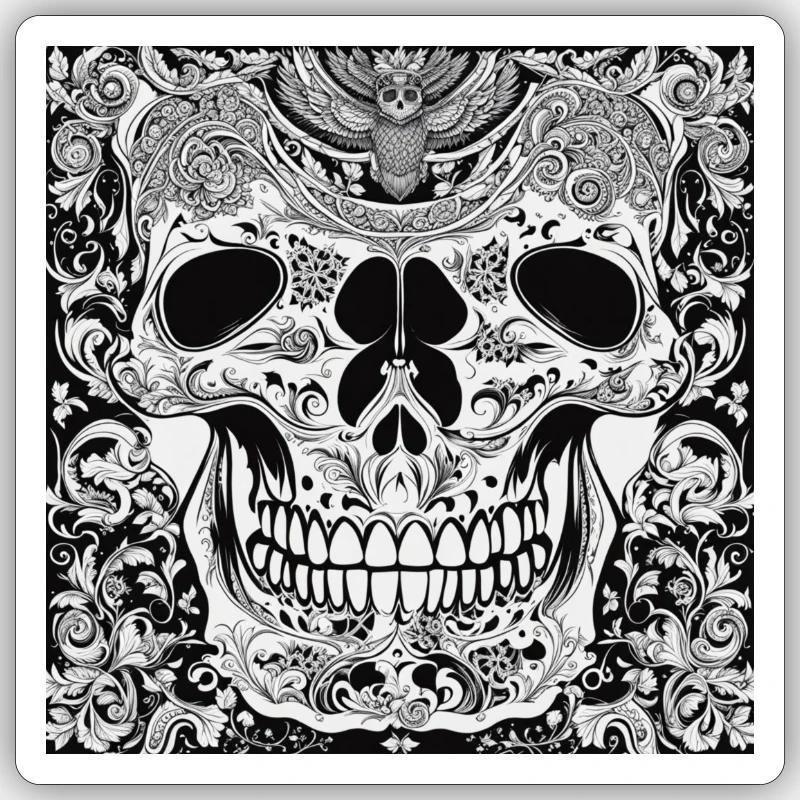 Totenkopf - Sticker Größe S (10 x 10 cm) - Mattweiß