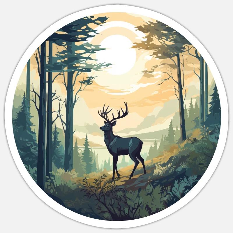 Lonely deer - Sticker size S (10 x 10 cm) - white matte