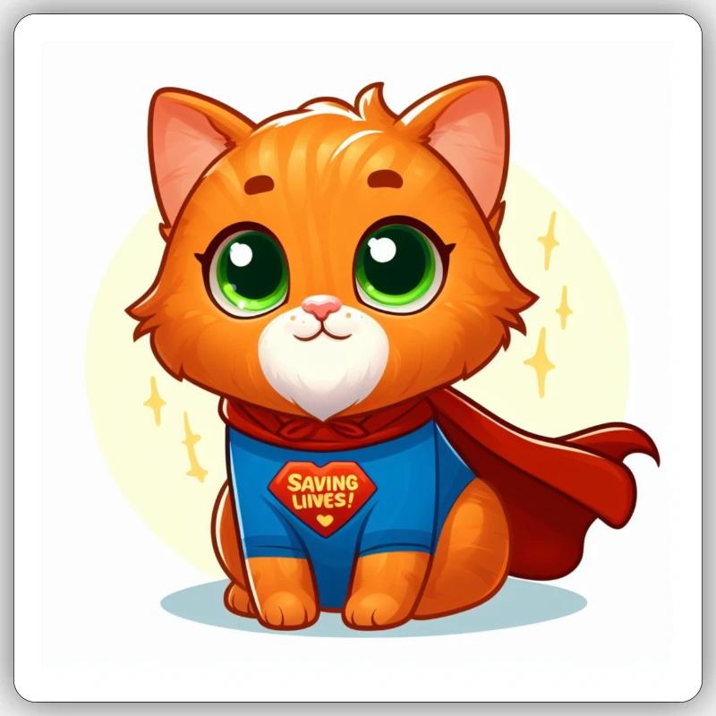 chat roux mignon - Sticker taille S (10 x 10 cm) - blanc mat