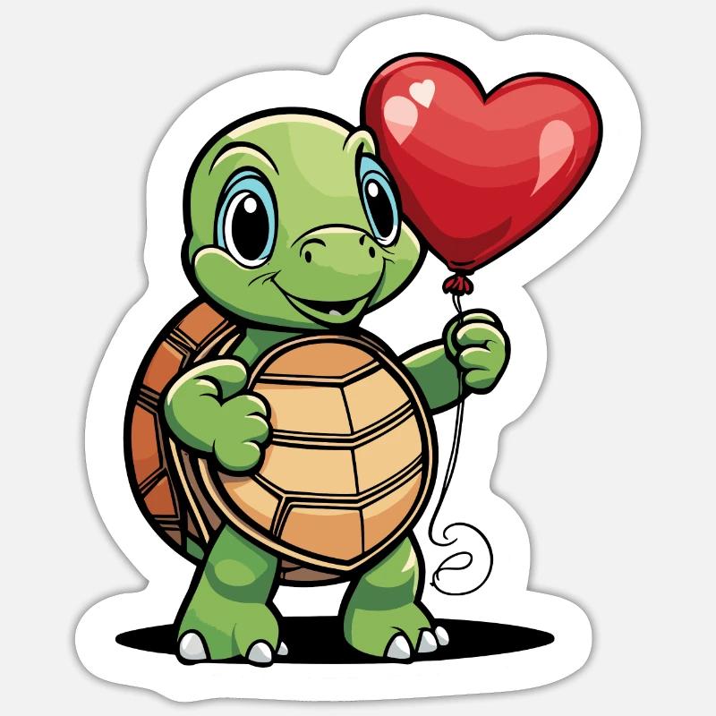 Turtle Heart - Valentine's Day - Sticker size S (10 x 10 cm) - white matte
