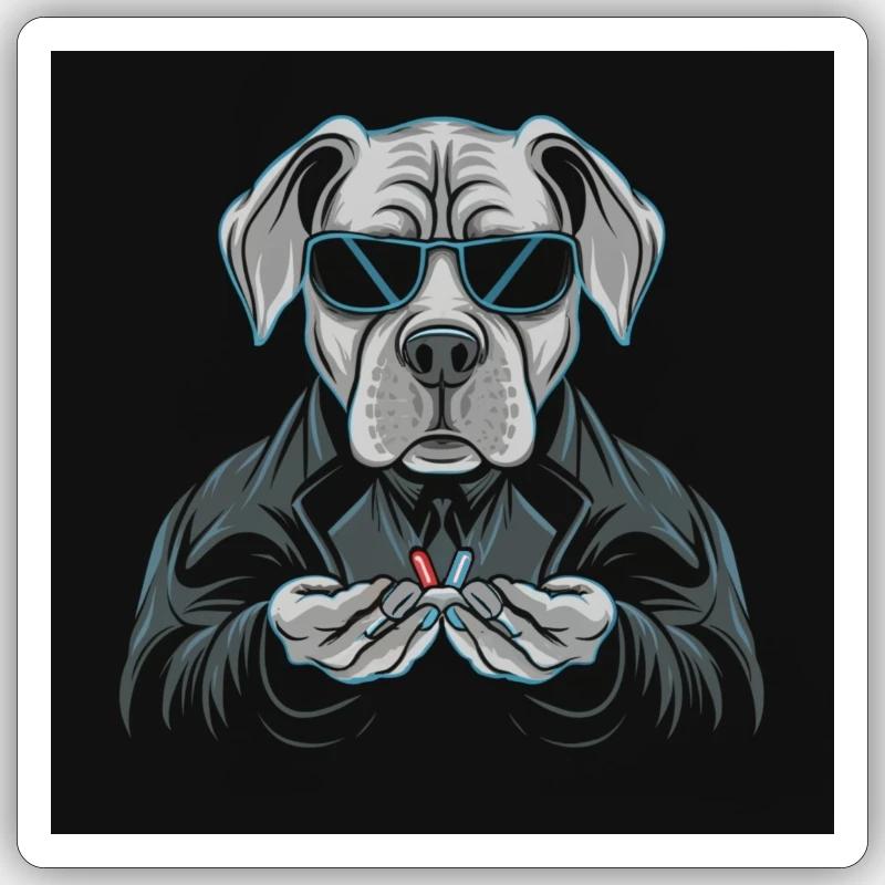 Chien Morpheus - Sticker taille S (10 x 10 cm) - blanc mat