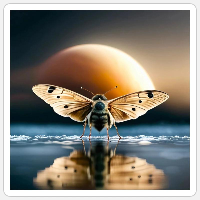 Moth - Sticker size S (10 x 10 cm) - white matte
