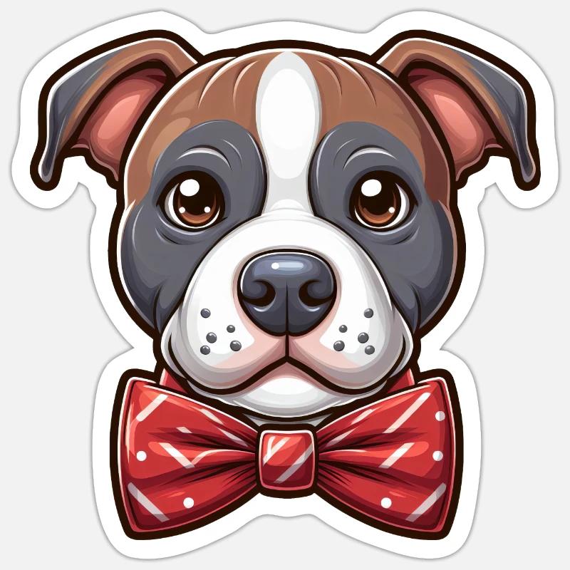 Pitbull Wearing a Bowtie - Sticker size S (10 x 10 cm) - white matte