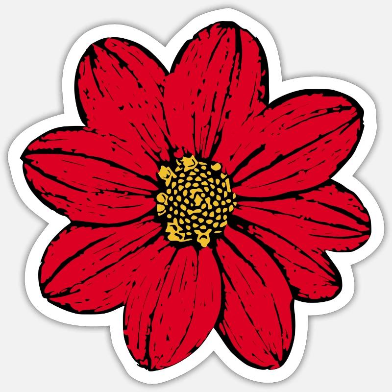 Blume rot rote Blume Blumen Geschenk - Sticker Größe S (10 x 10 cm) - Mattweiß