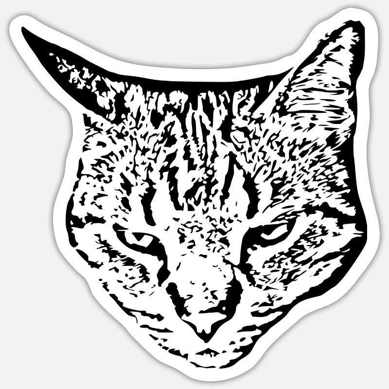 Cat Black Cat Head - Sticker size S (10 x 10 cm) - white matte