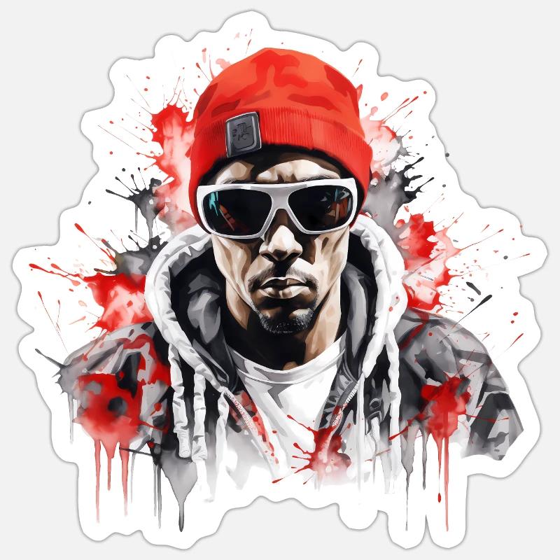 Rapper Graffiti - Sticker Größe S (10 x 10 cm) - Mattweiß