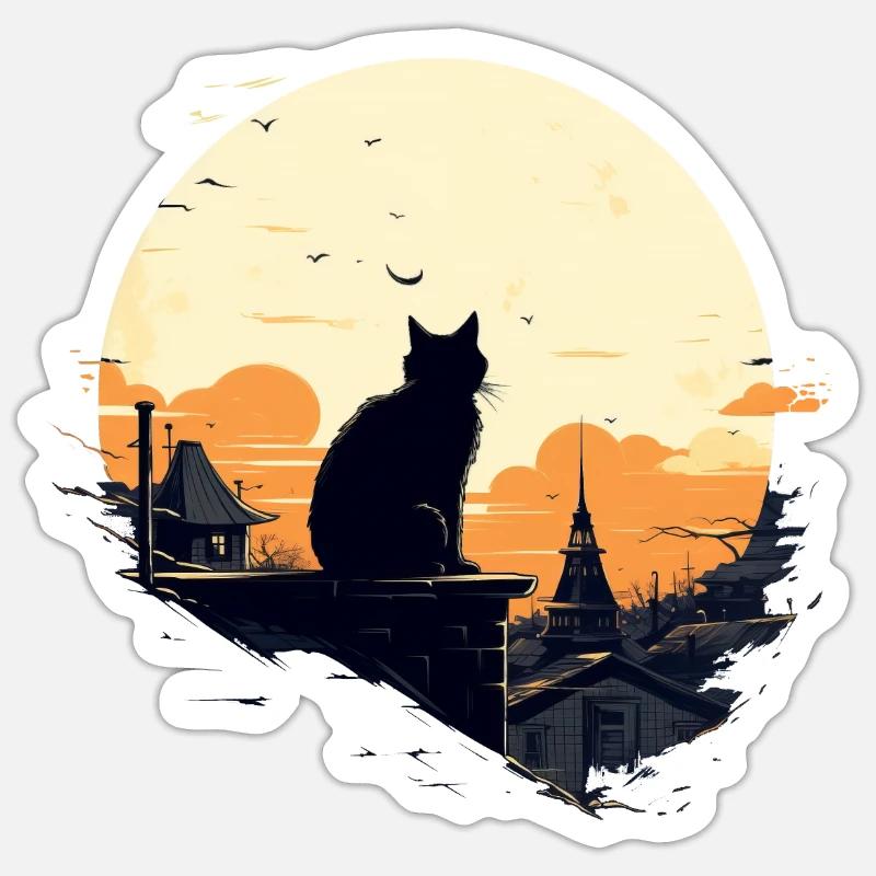 Chat solitaire Sticker taille S (10 x 10 cm)