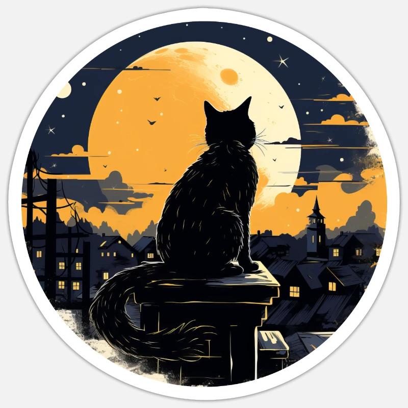 Midnight cat - Sticker size S (10 x 10 cm) - white matte
