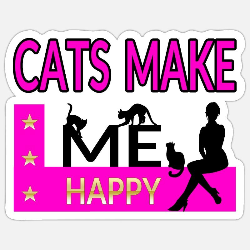 Chat - Sticker taille S (10 x 10 cm) - blanc mat