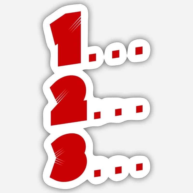 1, 2, 3 - Sticker taille S (10 x 10 cm) - blanc mat