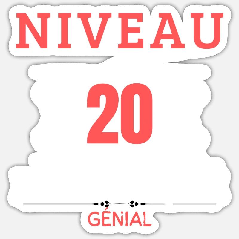 Niveau 20 Débloqué - Sticker taille S (10 x 10 cm) - blanc mat