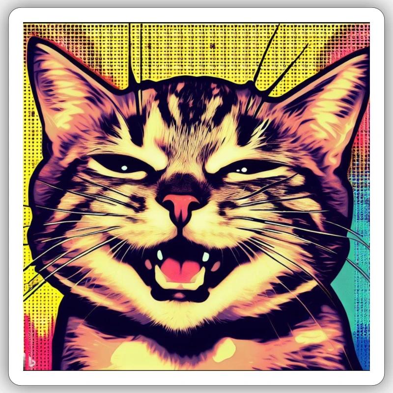 Lady cat - Sticker taille S (10 x 10 cm) - blanc mat