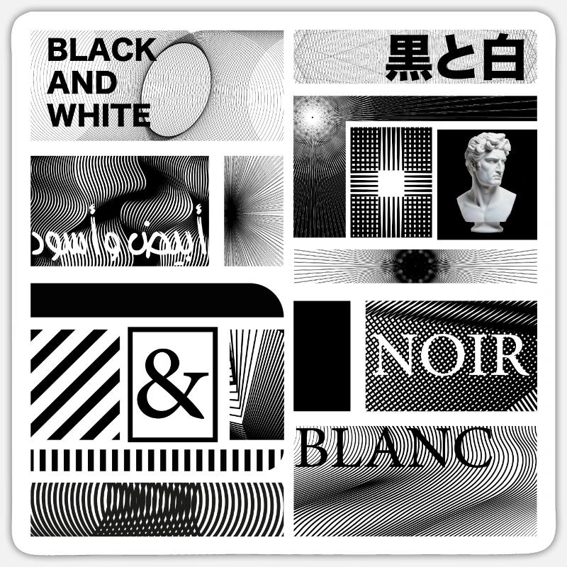 #2 NOIR ET BLANC - Sticker taille S (10 x 10 cm) - blanc mat