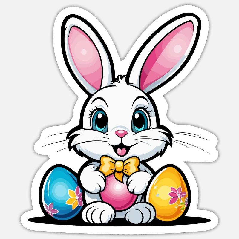 Easter Bunny Easter Illustration - Sticker size S (10 x 10 cm) - white matte